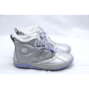 SOREL Disney Frozen 2 Out 'N About Boots Womens Size 6 Silver Blue Winter Fur